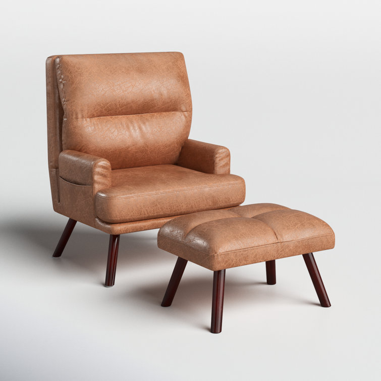 Chair with ottoman discount leather